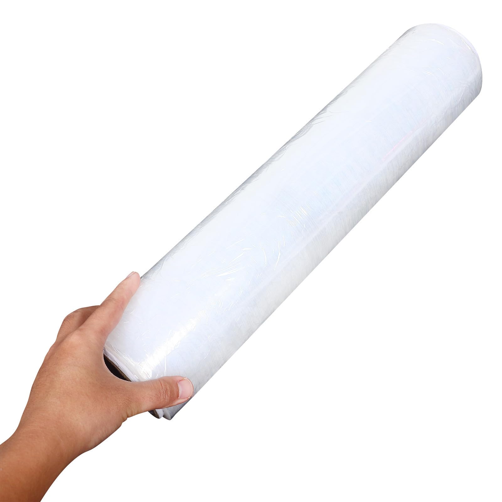 Uonlytech Film Transparente Industrial, Rollo de Envoltura de Plástico Estirable, Hdpe, Alta Transparencia, Autoadhesivo, Resistente, para Embalaje y Mudanzas