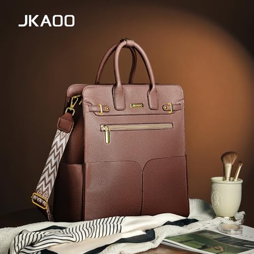 Image of JKAOO Backpack Purse for Women PU Leather Travel Backpack, Brown | 4 in 1 Designer Convertible, Removable Strap
