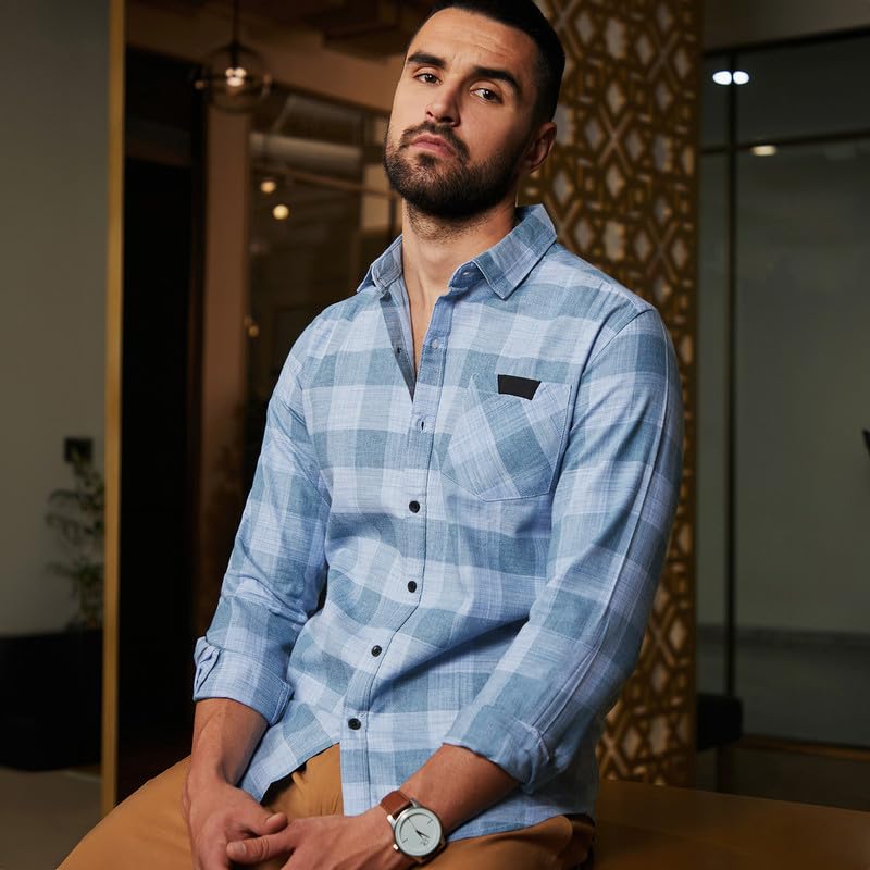 Image of CAHOOT Men's Shirt for Casual Wear | Spread Collar | Short Sleeve | Regular Fit | Button Closure | Shirt Crafted with Comfort Fit for Casual Wear