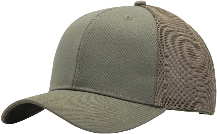 Image of Mens Mesh Snapback Hat Fits One Size & XXL | Structured Adjustable Trucker Hats | Sturdy Outdoor Blank Baseball Cap