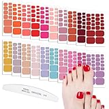 WOKOTO 20 Sheets Toe Nail Stickers Solid Color Full Nail Wraps for Women Nails, Pink - Red Nail Polish Strips for Toes Nails Art Stickers Decals Self Adhesive Nail Polish Wraps Toenail Strips
