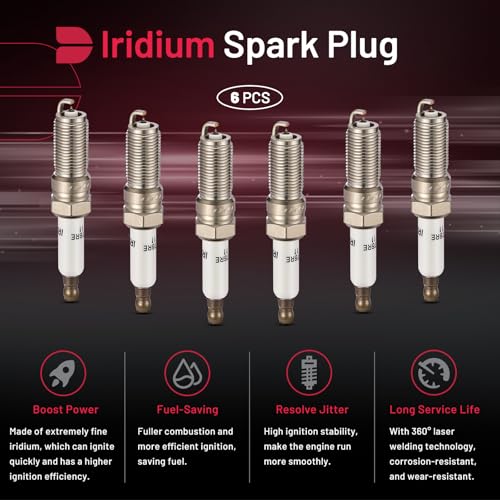 Image of BDFHYK Set of 6 Iridium Spark Plug Compatible with Enclave XTS Impala Camaro Acadia 9-4X Outlook,2.0L 2.4L 2.5L 2.8L 3.0L 3.5L 3.6L 4.6L 6.0L,Engine Replacement for 41-109 12622561 12681660 ILTR6E11