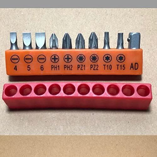 Hscgin 5Pcs 11 Holes Hex Shank Screwdriver Bit Holder Storage Case Plastic Screwdriver Head, Red #TOP4