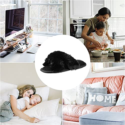isotoner Women's Fuzzy Slipper, Cozy Open Toe Flip-Flop with a Furry Cross Band and Plush Fluffy Terry Cushion4