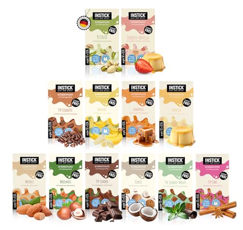 INSTICK Zuckerfreies Instant-Getränk (Kennenlernpaket für Milchprodukte) - 1 Packung für 12 x 0,5 L - Ideal für Milch, Joghurt, Skyr, Quark- Vegan & Kalorienarm