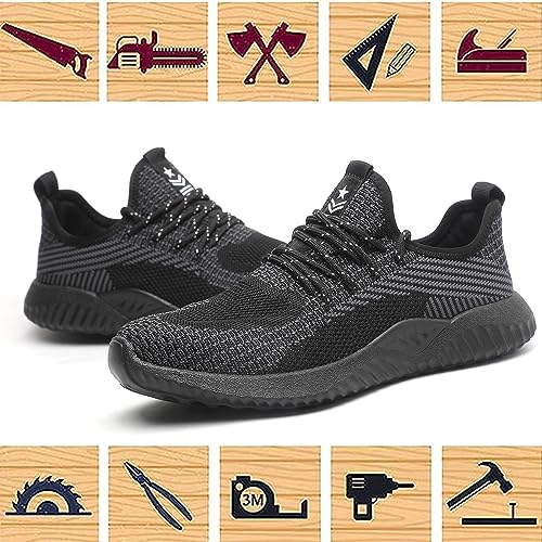 Image of Drecage Steel Toe Safety Shoes for Women Men Work Shoes Industrial & Construction Sneakers Puncture Proof Lightweight Working Shoes