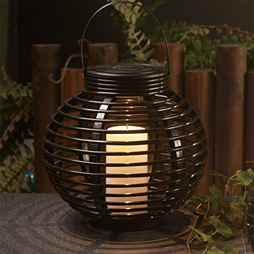 Rattan solarbetriebene LED Garten-Laternen hängende Windlichter im Laternen LED Sicherheit Lampe Warm Weiß Deko Garten Tisch Top Free Size Round Cover