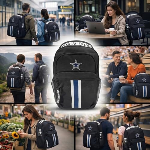 Image of NFL Dallas Cowboys Backpack - Triple Stripe Wordmark Design with Keychain