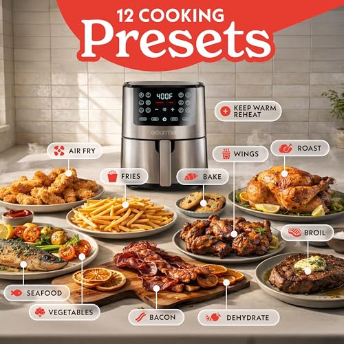 Image of Gourmia 4-Qt Digital Air Fryer with Guided Cooking, Easy Clean, Stainless Steel
