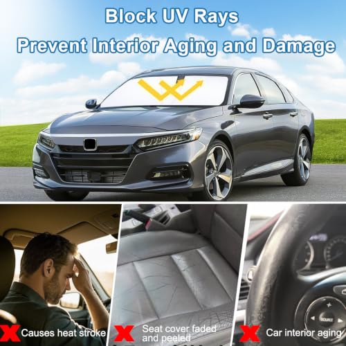 Image of Premium Car Windshield Sun Shade for 2018-2022 Honda Accord Front Window Sun Visor Reflector 310T Thickened Blocks UV Rays Foldable Sunshade Car Interior Protection Accessories