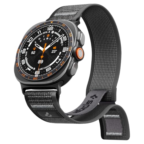 Image of Spigen Athlex Air Strap for Samsung Watch Ultra1 /2, Active Black Gray | Flexible, Breathable, Secure Fit, Lightweight, Adjustable Strap, Nylon