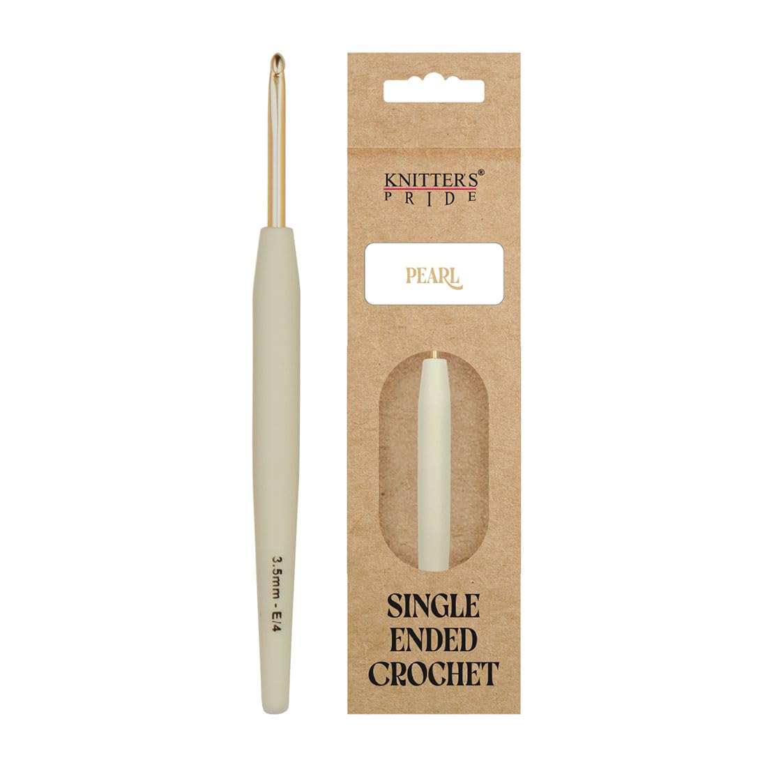 Knitter's Pride Pearl Aluminium Crochet Hook 3.5 mm - 1 piece Beige/Silver, Ivory, 3,5 mm