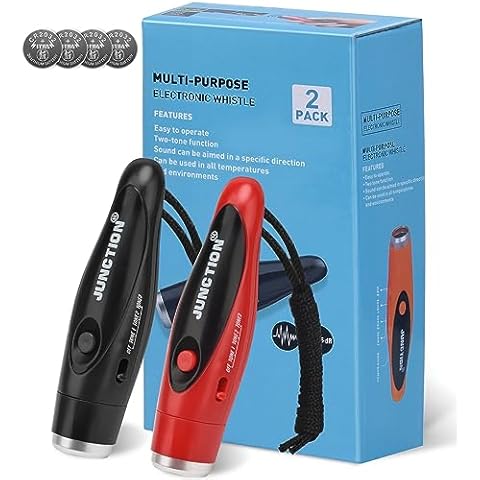 Xflyee Electronic Whistles 2 Pack, Handheld 3 Tones High Volume Electric Whistles with Lanyard for Teacher, Coaches, Referees, Training Whistle, Loudest Outdoor Emergency Whistle, Sports Whistle Cover