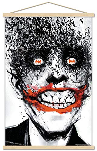 Trends International DC Comics - The Joker - Bats Wall Poster with Wooden Magnetic Frame, 22.375