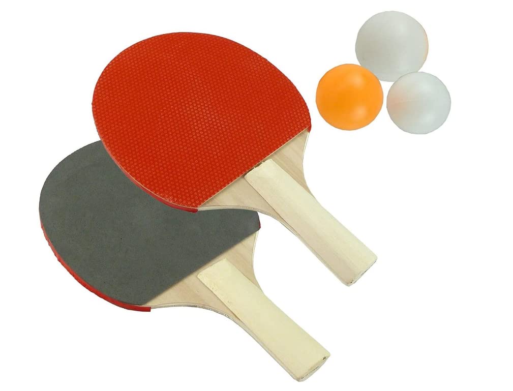 Set Ping Pong Joy-Store | 2 Racchette + 3 Palline | Superficie Rossa E Nera | Ideale Per Principianti - Foto 2