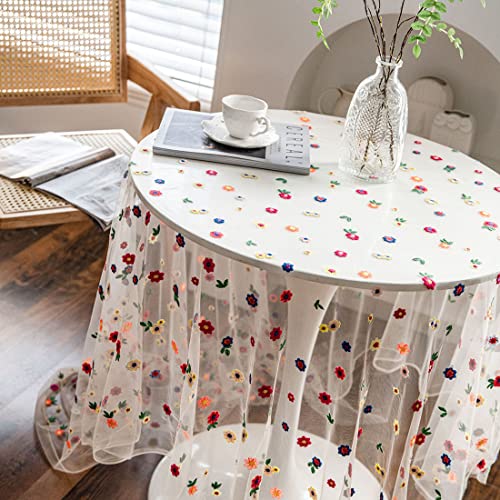 Nappe en dentelle brodée florale multicolore grand format - 3
