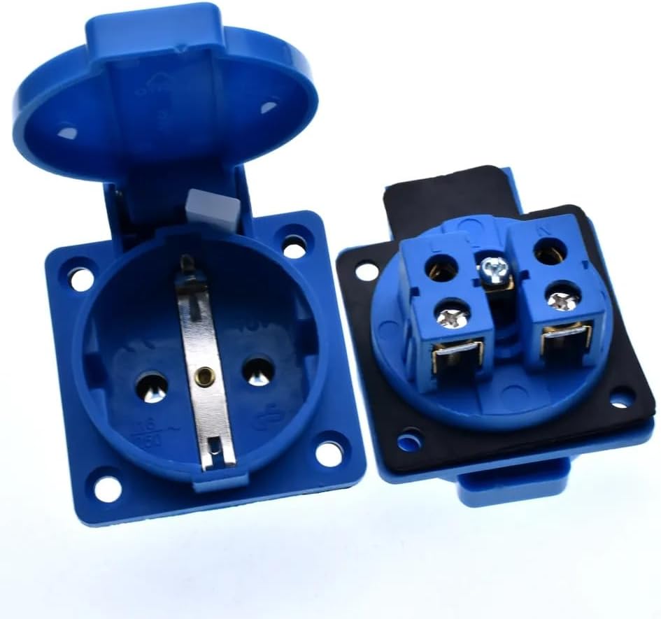 Schuko Socket IP54 for European Plugs | Type F Power Socket | 16A 250V AC | Ideal for Home, Office & Industrial Use (2Piece Panel Socket)