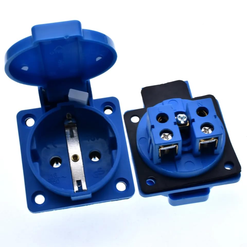 Schuko Socket IP54 for European Plugs | Type F Power Socket | 16A 250V AC | Ideal for Home, Office & Industrial Use (2Piece Panel Socket)