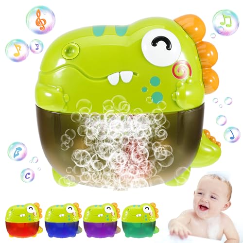 WUISOLQP Jouet de bain dinosaure musical pour bébés et enfants unisexes de 1 à 4 ans, avec machine à bulles, lumière et musique, jouet de bain pour...