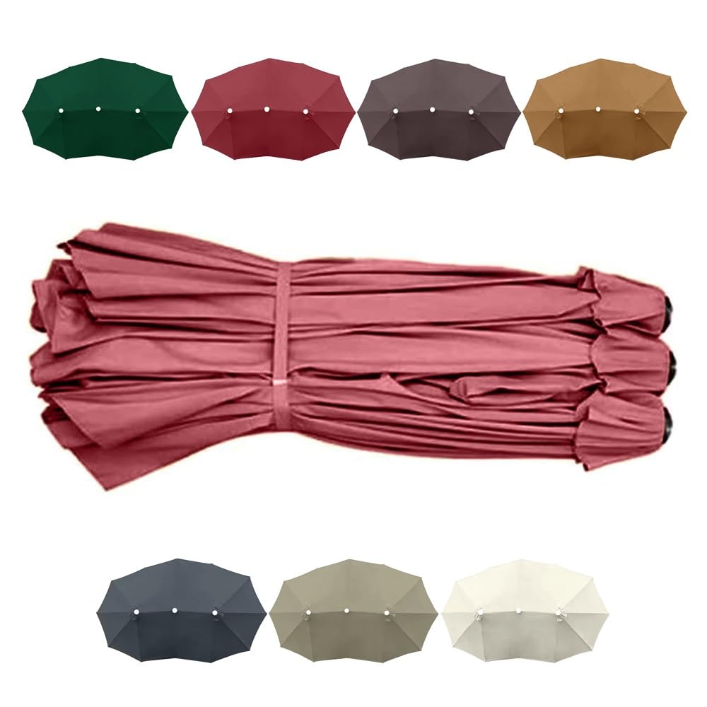 Duży 460 cm zapasowy baldachim do parasola tarasowego, 12 żeber, osłona przeciwsłoneczna na zewnątrz, bordowy, targ ogrodowy, parasol górny, wodoodporna tkanina