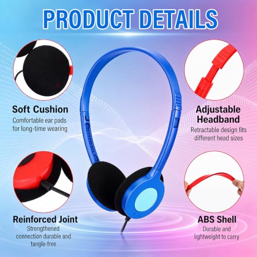Image of Konohan 10 Pack Headphones Bulk Classroom Headphones, Colorful, Fresh