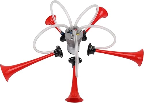 Miniatura 7 de FARBIN Air Horns La Cucaracha - Bocina musical de 5 trompetas, sonido de música, bocina de aire con compresor, reproducción lacucaracha melodía roja