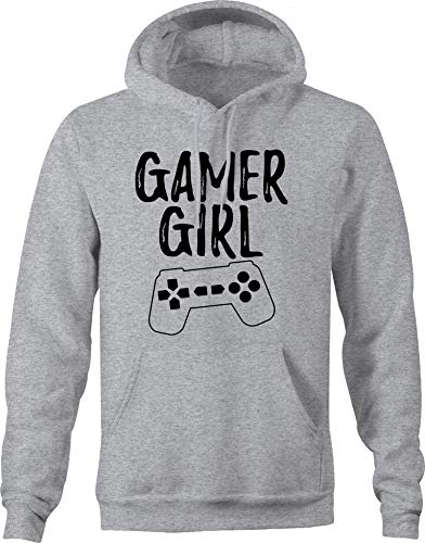 Gamer Girl Video Game Graphic Hoodies XLarge Dark Grey