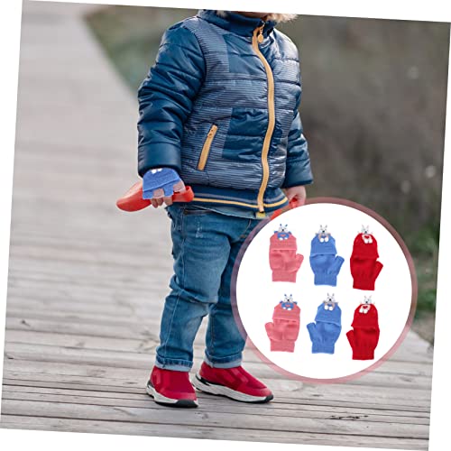 LIFKOME 3pairs Boy Girl Knitted Gloves Flap Cover Adorable Half Finger Gloves for Boy Girl Random Color for Typing and Writing Stylish Functional for Boys and Girls3