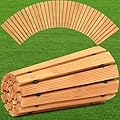 Wooden Garden Pathway 6ft Curved Roll Out Wooden Pathway Garden Walkways Cedar Straight Walkway Weather-Resistant UV Protected Roll Up Wood Road Floor for Outdoor Garden,Boardwalks, 6ft Curved Walkway