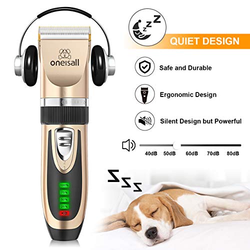 oneisall Dog Clippers Low Noise, 2Speed Quiet Dog Grooming Kit