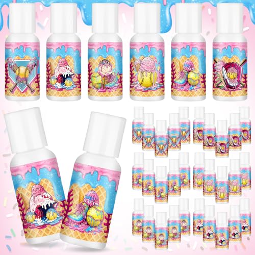 Demissle 24 Pcs Travel Size Mini Sunscreen Bulk SPF30+ Ice Cream Drip Party Favors Small Sunscreen Sun Protection Stuff for Birthday Sports Coach Team Coach Team Appreciation Gift, 1 Fl. oz(Drip Baseball)