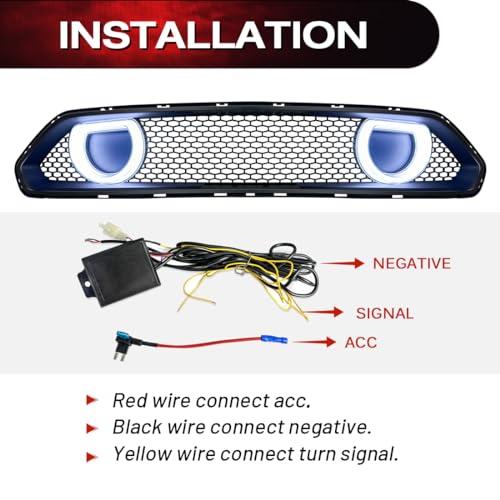 EOMD Mesh Front Bumper Grille Replacement Compatible with 2018-2020 Mustang w/White LED Light by EOMD - Used condition - Image 4