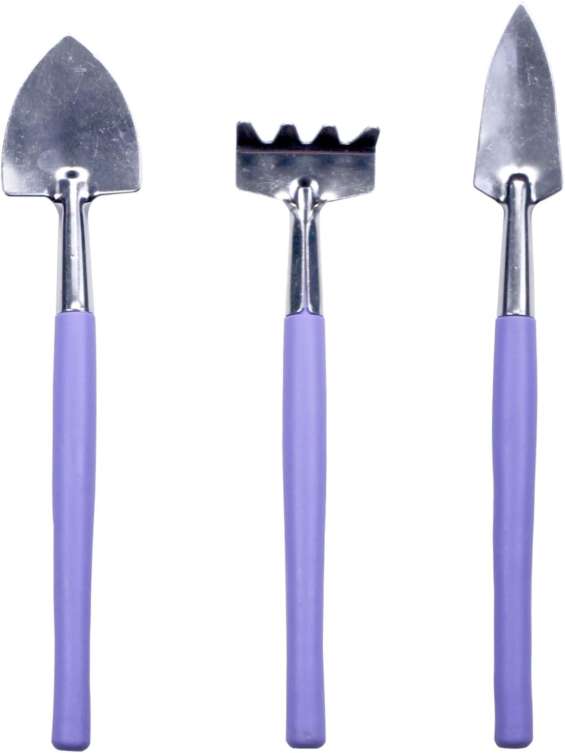 Mini Gardening Tools, 3Pcs Stainless Succulent Tools Kit Shovel Rake Trowel, 2 Colors Hand Shovel for Gardening for Indoor Small Plants, Succulents, Potted Plants, Bonsai (Purple)