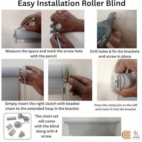 Image of 100% Blackout Roller Blinds for Windows | UV Protection & Thermal Insulated Fabric | Privacy Window Shades for Home & Office | Easy Install