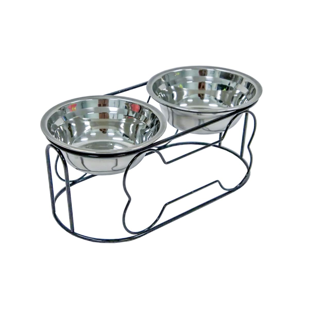 YML 12,7 cm Hierro Forjado Soporte con Doble pequeña Cuenco de alimentador de Acero Inoxidable
