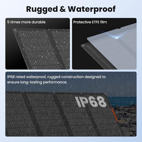 Image of 50W Portable Solar Panels,Foldable Solar Panel Charger IP68 Waterproof with USB-A and USB-C Ports DC 18V Output for Small Power Station Outdoor Camping RV Trip