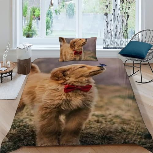 Housse de couette single chiots imprimé 3d haut de gamme en microfibre douce - 3