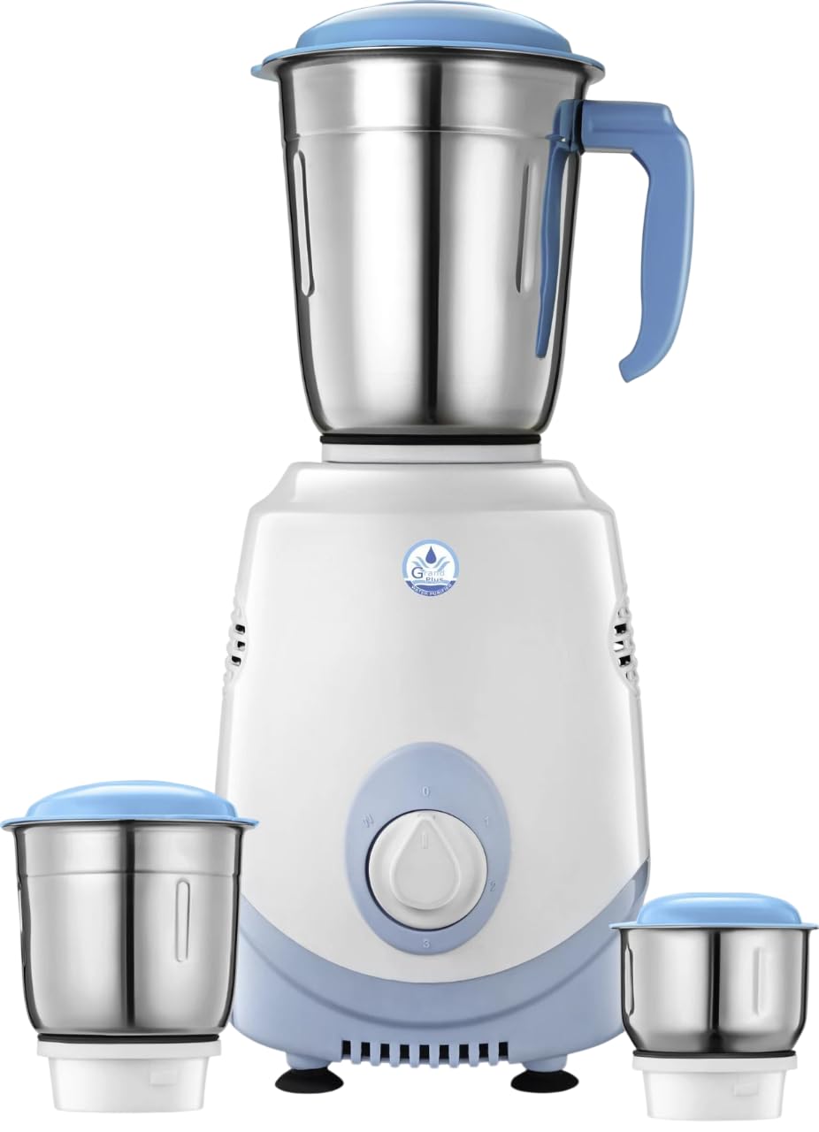 Long 550 W Mixer Grinder with 3 Multipurpose Jars for Grinding, Blending & Mixing | High-Performance Motor | Super Efficient & Power Saving | 1Y Warranty(Neo | 3 Jars| White, Sky Blue)-image-2