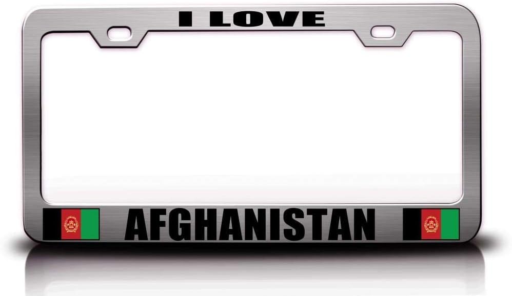 I Love Afghanistan Flag Metal Car SUV Truck License Plate Frame Ch f82