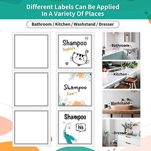 Image of Segbeauty 18pcs Blank Waterproof Labels, 2.5in White Soap Dispenser Stickers for Plastic Glass Bottles, Handwritten Removable Self-Adhesive Labels for Shampoo Conditioner Lotion Hand Soap Dish Wash