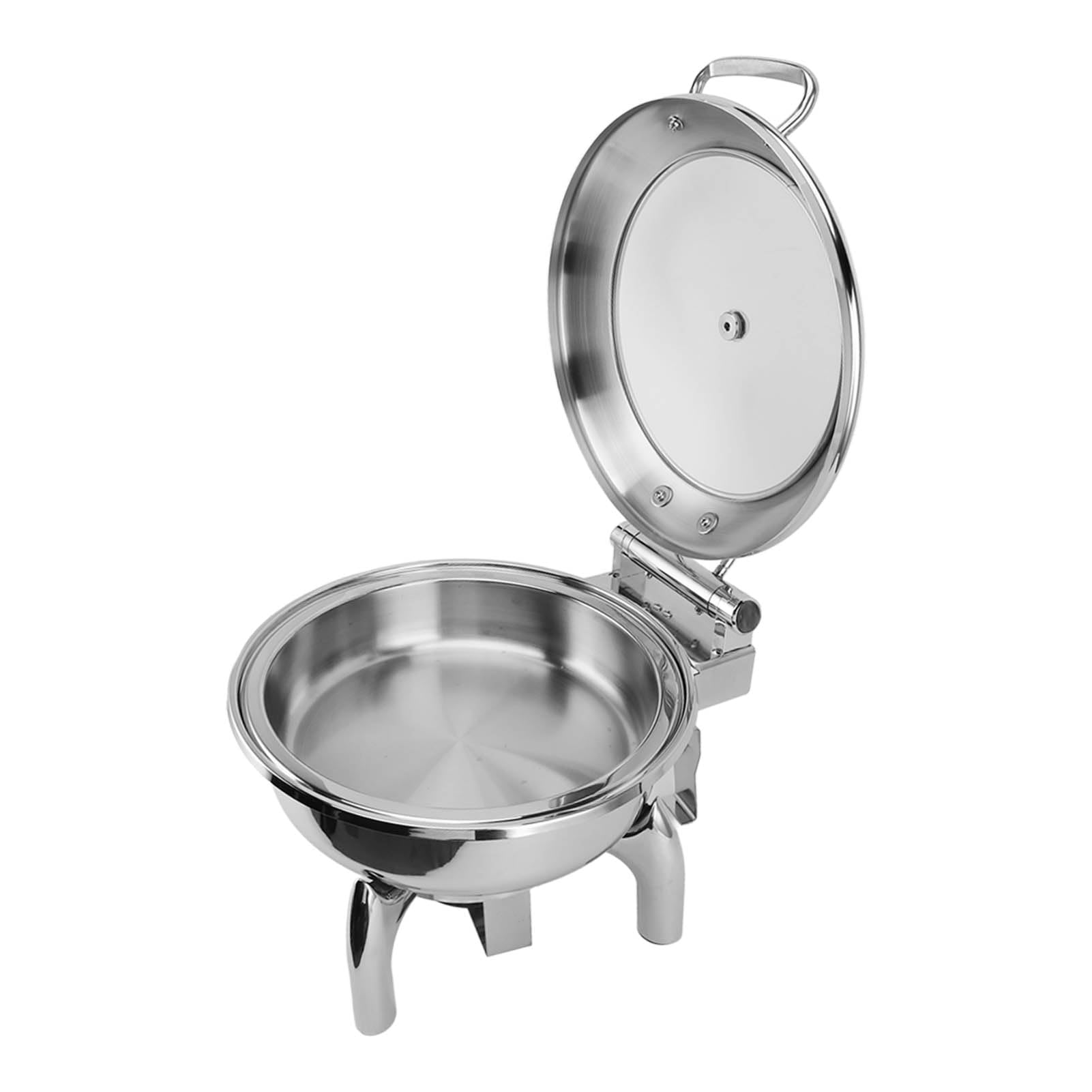 Juego de buffet redondo de acero inoxidable con tapa de cristal para eventos de catering