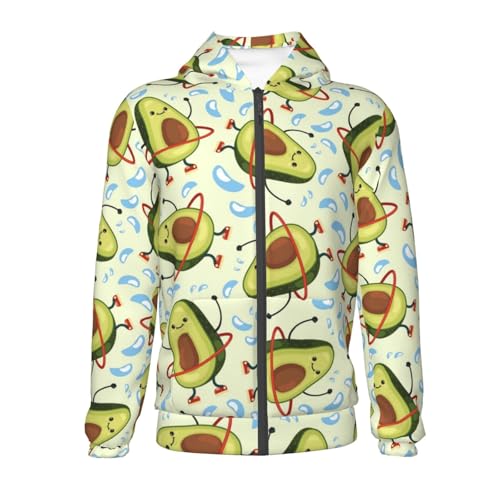Avocado Doing Sport Kids Pullover Hoodies Boys Zip Up Sweatshirts Girls Athletic Clothes with Pocket2