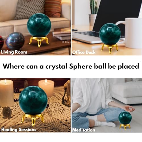 Image of Certified Blue Apatite Crystal Ball for Meditation - Premium Crystal Vastu Items for Home and Feng Shui Items for Good Luck - Ideal for Pooja Supplies and Spiritual Practices (2 inch Inch)
