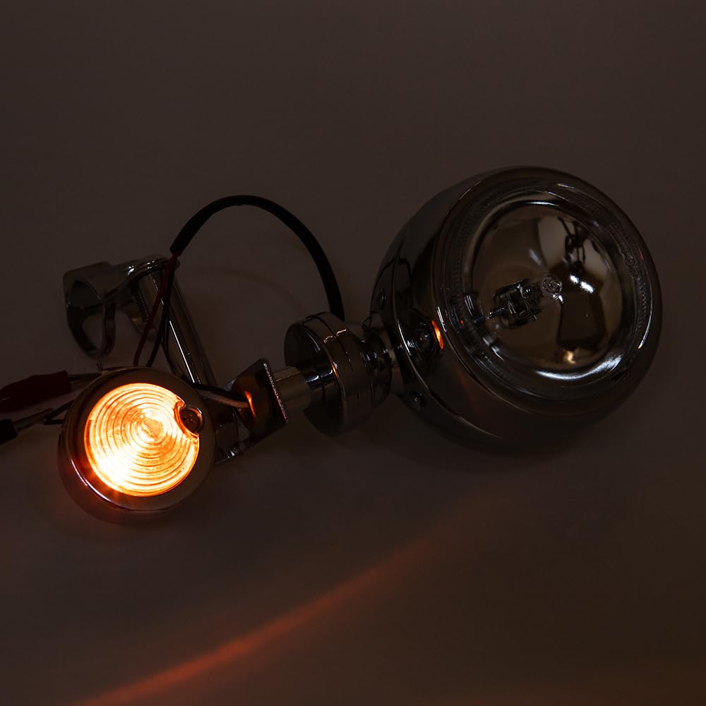1 Ensemble Chromé Feux Additionnels Moto Phare Additionnel Moto Led Clignotants Avant Compatibles Avec Shadow VT 750 1100 VTX 1, etc
