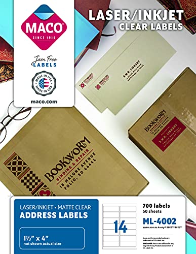 MACO Laser/Ink Jet Matte Clear Address 