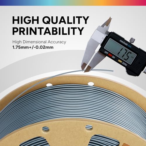 Image of OVERTURE PLA Filament 1.75mm, Neatly Wound 3D Printer Filament 1kg Spool (2.2lbs), Dimensional Accuracy + /- 0.02 mm, Fit Most FDM 3D Printers (Metallic Grey)