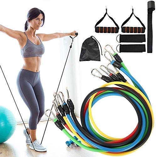 ALN® Portable Resistance Bands with Door Anchor, Foam Handles, Legs Ankle Straps for Resistance Training, Physical Therapy, Home Workouts For Men and Women Full body Exercise fitness Equipment