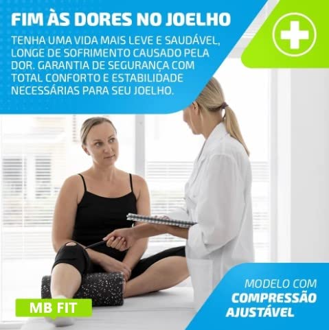 Joelheira De Compressão Ortopédica Preta Patelar Reforçada - Faixa Ajustável Bilateral