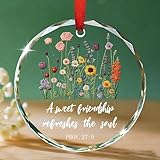 Best Friends Ornaments - Christian Friendship Gifts for Women - Inspirational Religious Bible Verse Proverbs 27:9 - A Sweet Friendship Refreshes The Soul Scripture - Cute Floral Gift for Friend BFF