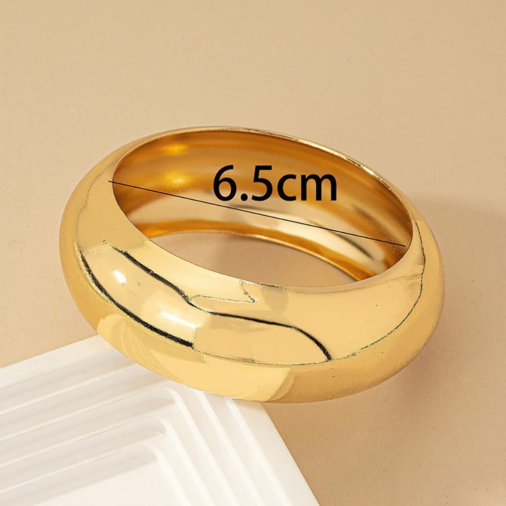 YOOESTORES82 Plated Gold Metal Wide Bracelets,Punk Minimalist Chunky Silver Circle Bangles,Attractive Party Daily Accessories Jewelry Gift for Women Bestie - Image 7